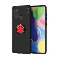 Newface Samsung Galaxy M31 Kılıf Range Yüzüklü Silikon - Siyah-Kırmızı