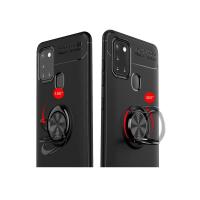 Newface Samsung Galaxy M31 Kılıf Range Yüzüklü Silikon - Siyah-Kırmızı