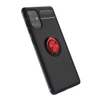 Newface Samsung Galaxy A71 Kılıf Range Yüzüklü Silikon - Siyah-Kırmızı