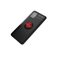 Newface Samsung Galaxy M31S Kılıf Range Yüzüklü Silikon - Siyah-Kırmızı