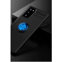 Newface Samsung Galaxy Note 20 Kılıf Range Yüzüklü Silikon - Siyah-Mavi