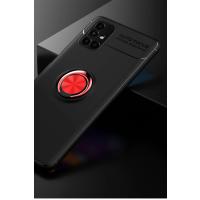 Newface Samsung Galaxy M51 Kılıf Range Yüzüklü Silikon - Siyah-Kırmızı