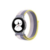 Newface Samsung Galaxy Watch 4 Hasırlı Cırtcırtlı Kordon - Gri-Beyaz