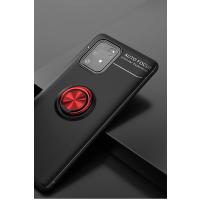 Newface Samsung Galaxy A91 / S10 Lite Kılıf Range Yüzüklü Silikon - Siyah-Kırmızı