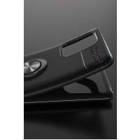 Newface Samsung Galaxy A91 / S10 Lite Kılıf Range Yüzüklü Silikon - Siyah-Kırmızı