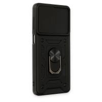 Newface Samsung Galaxy M52 5G Kılıf Pars Lens Yüzüklü Silikon - Siyah