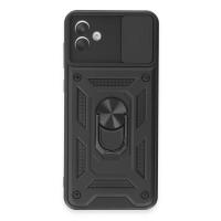 Newface Samsung Galaxy A04E Kılıf Pars Lens Yüzüklü Silikon - Siyah