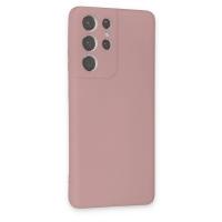 Newface Samsung Galaxy S21 Ultra Kılıf Nano içi Kadife Silikon - Pudra