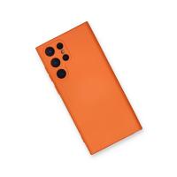 Newface Samsung Galaxy S22 Ultra Kılıf Nano içi Kadife Silikon - Turuncu