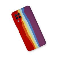 Newface Samsung Galaxy A22 Kılıf Ebruli Lansman Silikon - Kırmızı-Mor