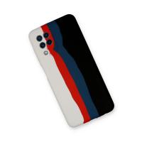 Newface Samsung Galaxy A22 Kılıf Ebruli Lansman Silikon - Beyaz-Siyah