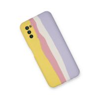 Newface Samsung Galaxy A03S Kılıf Ebruli Lansman Silikon - Sarı-Mavi