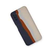 Newface Samsung Galaxy A03S Kılıf Ebruli Lansman Silikon - Lacivert-Krem