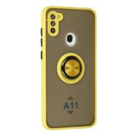 Newface Samsung Galaxy A11 Kılıf Montreal Yüzüklü Silikon Kapak - Sarı