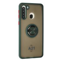 Newface Samsung Galaxy A21 Kılıf Montreal Yüzüklü Silikon Kapak - Yeşil