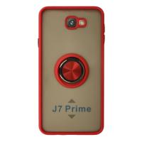 Newface Samsung Galaxy J7 Prime Kılıf Montreal Yüzüklü Silikon Kapak - Kırmızı