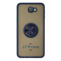 Newface Samsung Galaxy J7 Prime Kılıf Montreal Yüzüklü Silikon Kapak - Lacivert
