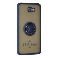 Newface Samsung Galaxy J7 Prime Kılıf Montreal Yüzüklü Silikon Kapak - Lacivert