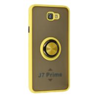Newface Samsung Galaxy J7 Prime Kılıf Montreal Yüzüklü Silikon Kapak - Sarı