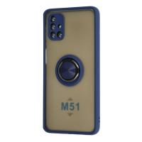 Newface Samsung Galaxy M51 Kılıf Montreal Yüzüklü Silikon Kapak - Lacivert