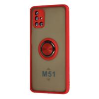 Newface Samsung Galaxy M51 Kılıf Montreal Yüzüklü Silikon Kapak - Kırmızı