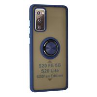Newface Samsung Galaxy S20 FE Kılıf Montreal Yüzüklü Silikon Kapak - Lacivert