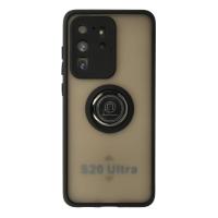 Newface Samsung Galaxy S20 Ultra Kılıf Montreal Yüzüklü Silikon Kapak - Siyah