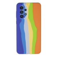 Newface Samsung Galaxy A53 5G Kılıf Ebruli Lansman Silikon - Mavi-Turuncu