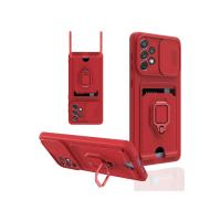 Newface Samsung Galaxy A53 5G Kılıf Zuma Kartvizitli Yüzüklü Silikon - Kırmızı