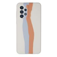 Newface Samsung Galaxy A73 5G Kılıf Ebruli Lansman Silikon - Beyaz-Turuncu