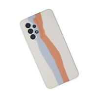 Newface Samsung Galaxy A73 5G Kılıf Ebruli Lansman Silikon - Beyaz-Turuncu