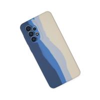 Newface Samsung Galaxy A73 5G Kılıf Ebruli Lansman Silikon - Lacivert-Krem