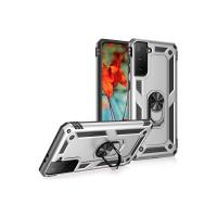 Newface Samsung Galaxy S21 Kılıf Sofya Yüzüklü Silikon Kapak - Gümüş