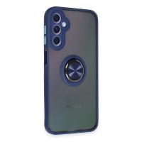 Newface Samsung Galaxy A24 4G Kılıf Montreal Yüzüklü Silikon Kapak - Lacivert