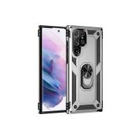 Newface Samsung Galaxy S21 Ultra Kılıf Sofya Yüzüklü Silikon Kapak - Gümüş