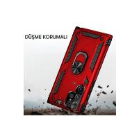 Newface Samsung Galaxy S21 Ultra Kılıf Sofya Yüzüklü Silikon Kapak - Gümüş