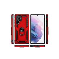 Newface Samsung Galaxy S21 Ultra Kılıf Sofya Yüzüklü Silikon Kapak - Kırmızı