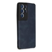Newface Samsung Galaxy S21 Ultra Kılıf Loop Deri Silikon - Lacivert