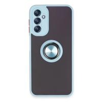 Newface Samsung Galaxy A14 4G Kılıf Montreal Yüzüklü Silikon Kapak - Buz Mavi