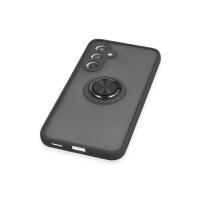 Newface Samsung Galaxy A34 5G Kılıf Montreal Yüzüklü Silikon Kapak - Siyah