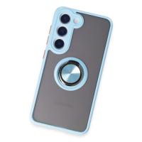 Newface Samsung Galaxy S23 Kılıf Montreal Yüzüklü Silikon Kapak - Buz Mavi