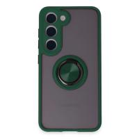 Newface Samsung Galaxy S23 Kılıf Montreal Yüzüklü Silikon Kapak - Yeşil