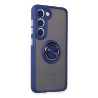 Newface Samsung Galaxy S23 Kılıf Montreal Yüzüklü Silikon Kapak - Lacivert