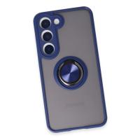 Newface Samsung Galaxy S23 Kılıf Montreal Yüzüklü Silikon Kapak - Lacivert