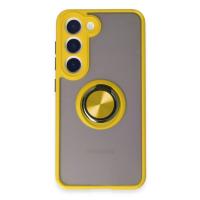 Newface Samsung Galaxy S23 Kılıf Montreal Yüzüklü Silikon Kapak - Sarı