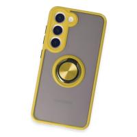 Newface Samsung Galaxy S23 Kılıf Montreal Yüzüklü Silikon Kapak - Sarı