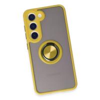 Newface Samsung Galaxy S23 Kılıf Montreal Yüzüklü Silikon Kapak - Sarı