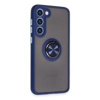Newface Samsung Galaxy S23 Plus Kılıf Montreal Yüzüklü Silikon Kapak - Lacivert