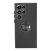 Newface Samsung Galaxy S23 Ultra Kılıf Montreal Yüzüklü Silikon Kapak - Siyah