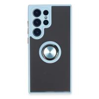 Newface Samsung Galaxy S23 Ultra Kılıf Montreal Yüzüklü Silikon Kapak - Buz Mavi